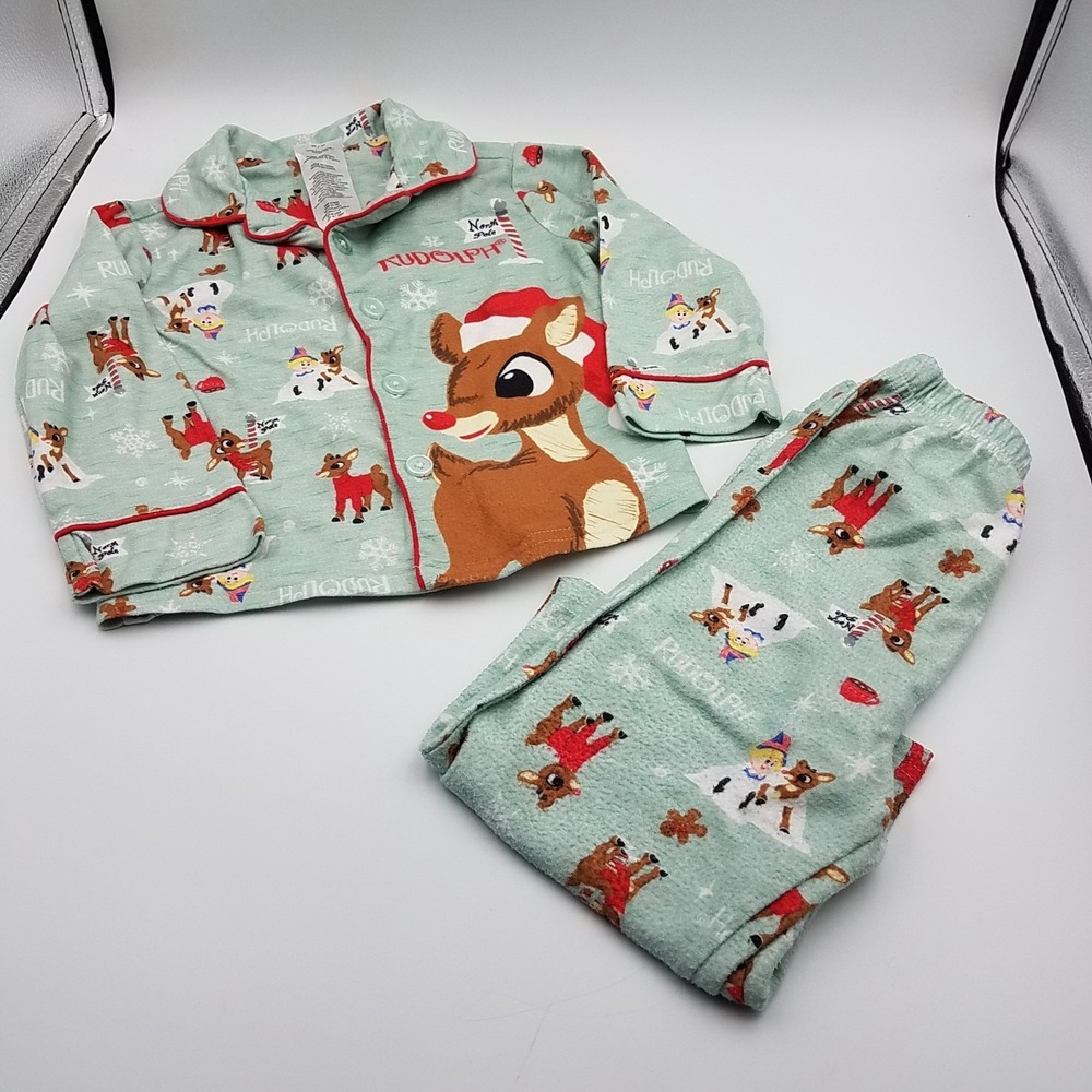 Rudolph The‎ Red Nosed Reindeer Pajamas Kids Toddler size 2T Button Front